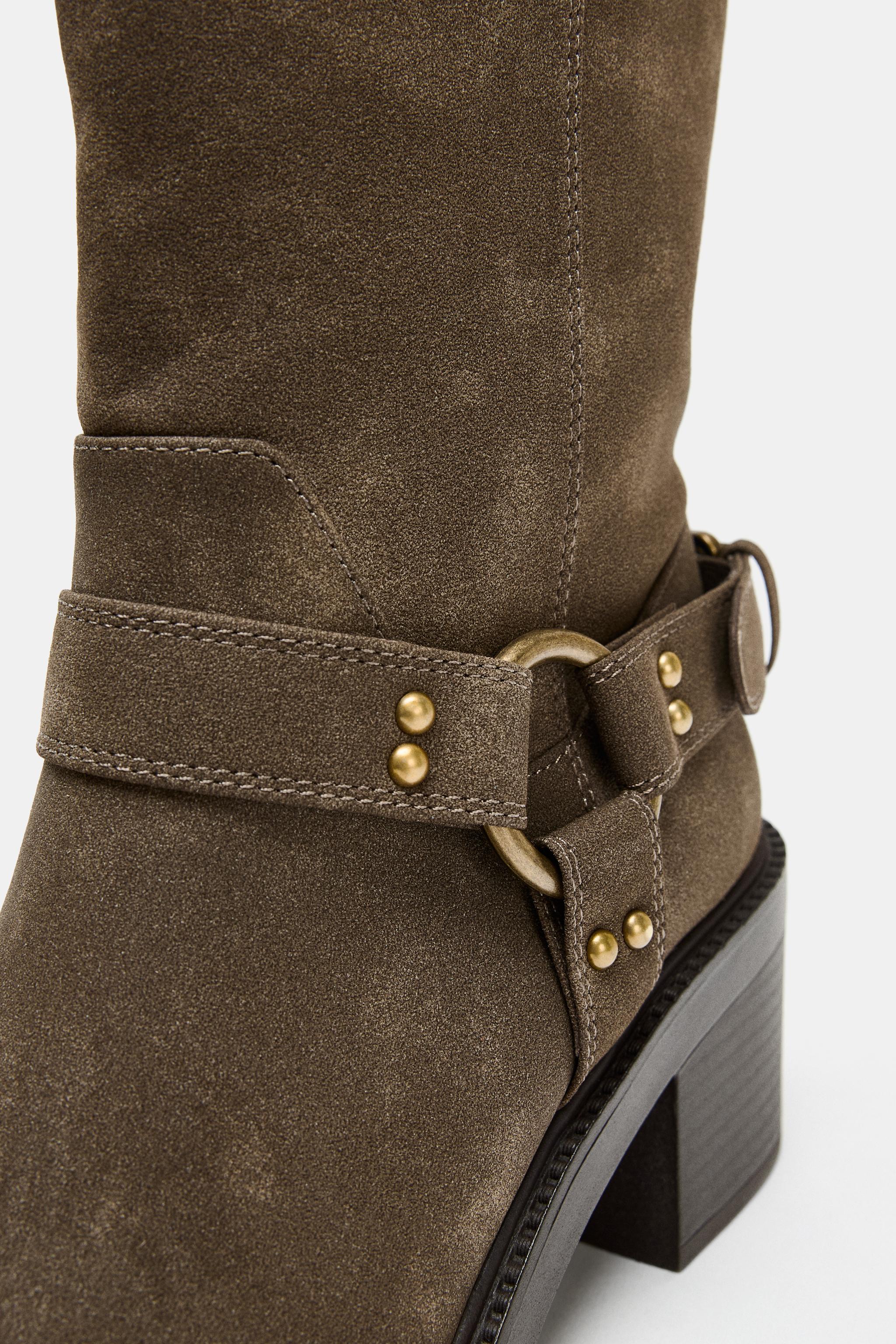 HEELED BIKER ANKLE BOOTS